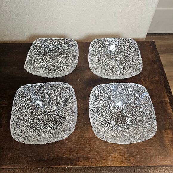 Vetropuro Clear Square Bowls - Set of 4 - Picture 1 of 3